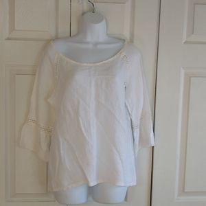 Pure Linen new white bell 3/4 sleeve shirt size small